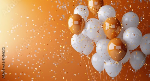 White and Orange Balloons Floating in the Air