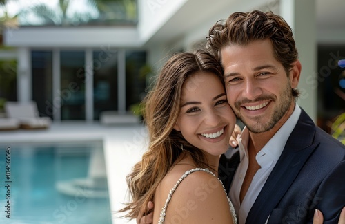 Man and Woman Standing by Swimming Pool