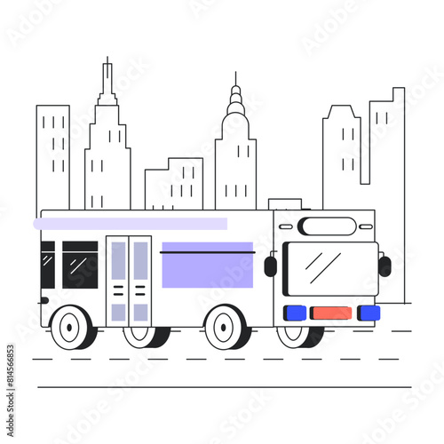 Premium linear style illustration of a city bus 