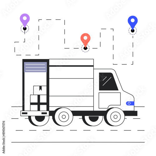 Latest line illustration of shipment tracking 