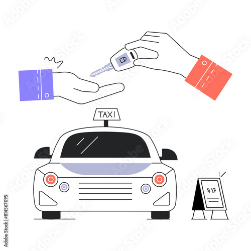 Premium line illustration of car rental 