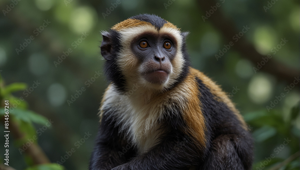 Pitheciidae monkey in jungle Pitheciidae monkey in jungle