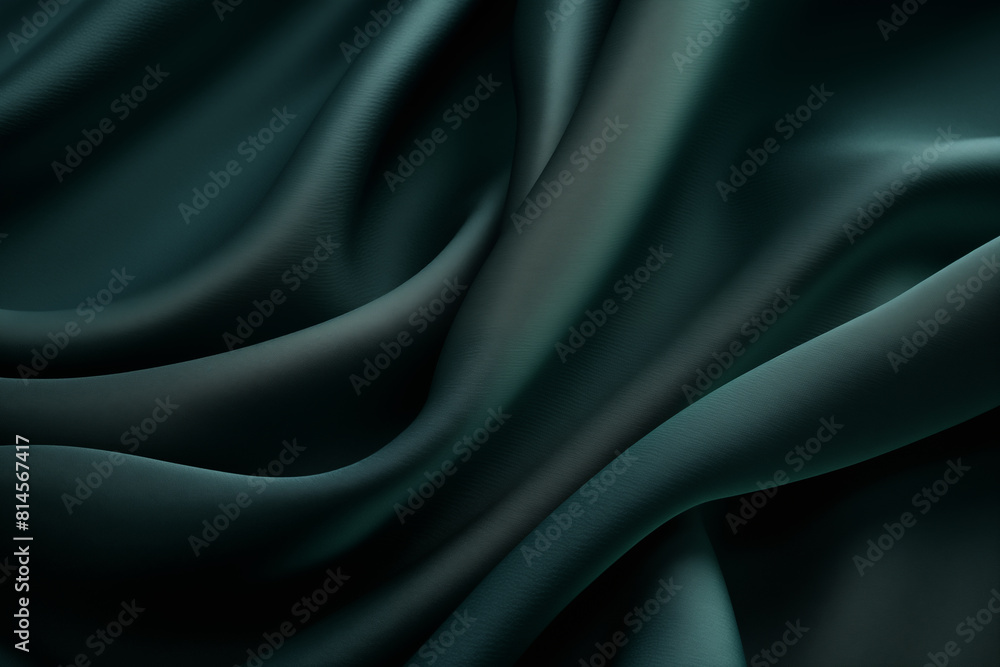 Obraz premium Luxurious Dark Green Fabric Texture. Green silk background. Generative AI