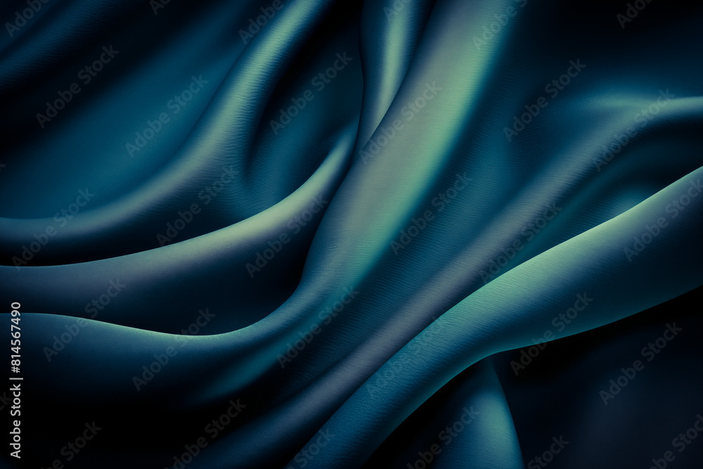 Obraz premium Luxurious Dark blue Green Fabric Texture. Green blue silk background. Generative AI