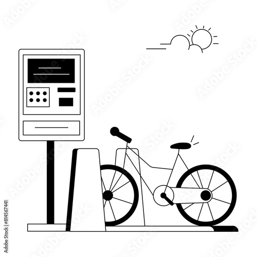 Modern linear illustration of cycle parking 