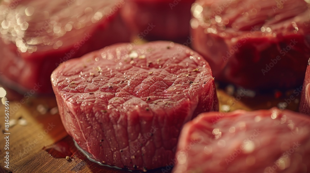 Medium Well Top Round beef in a close-up, emphasizing the cooked texture and slight pinkness, captured with clarity for advertising Medium Well Top Round beef in a close-up, emphasizing the cooked texture and slight pinkness, captured with clarity for advertising