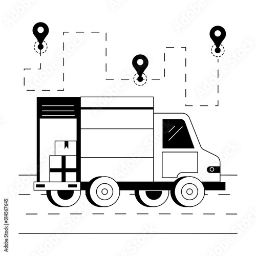 Latest line illustration of shipment tracking 