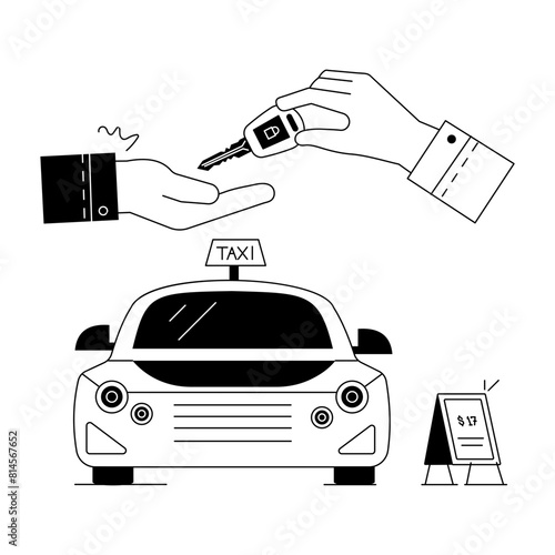 Premium line illustration of car rental 
