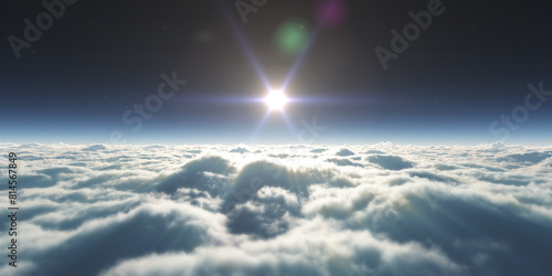 dream fly above clouds ray light