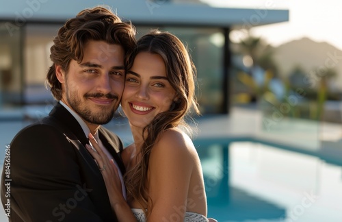 Man and Woman Standing by Swimming Pool