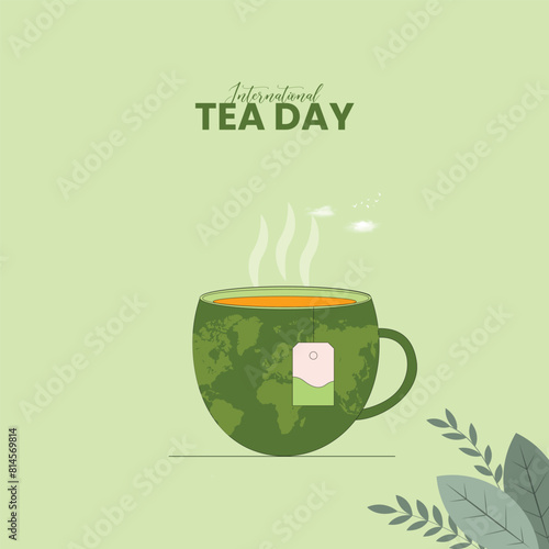 International Tea Day concept background. World Tea Day design for social media posts. 3D Illustration