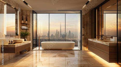 Luxury Bathroom Overlooking Cityscape