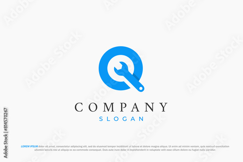 letter q blue maintenance and repair logo