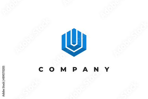 letter u box 3d modern logo