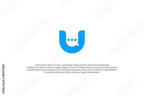 letter u chat message modern logo