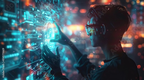 A futuristic scene depicting a user interacting with an advanced AI chatbot, visualized through a holographic interface, highlighting the seamless communication flow