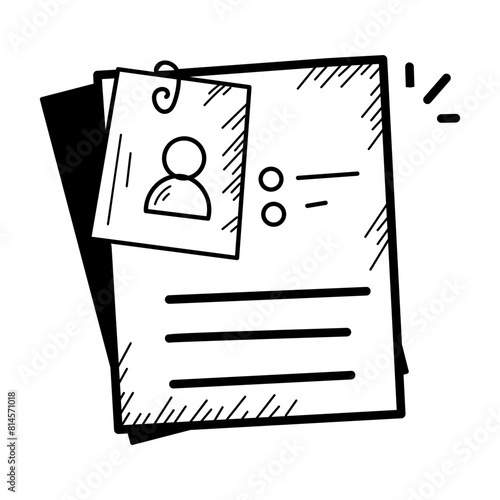 Latest hand drawn icon of a resume 