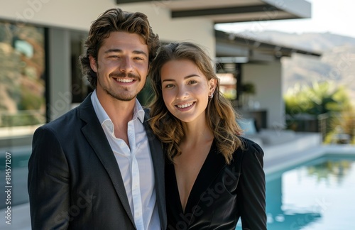 Man and Woman Standing by Pool