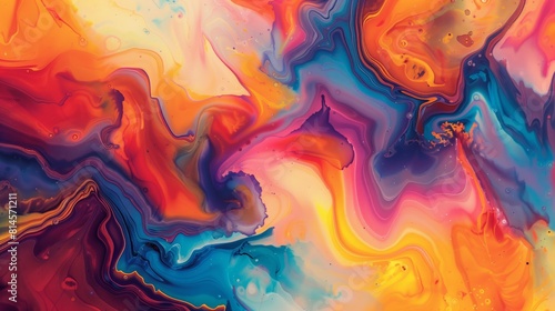 Abstract colorful liquid marble background with vibrant colors, dynamic swirls and fluid shapes.