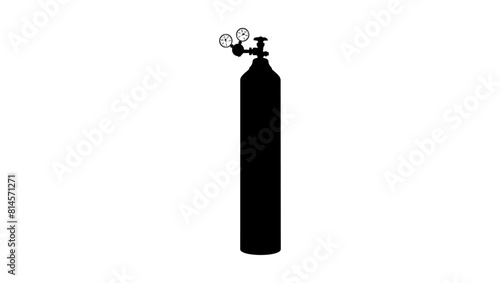 Welding gas cylinder, black isolated silhouette
