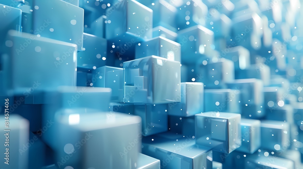 Digital technology blue and white cube poster background Digital technology blue and white cube poster background