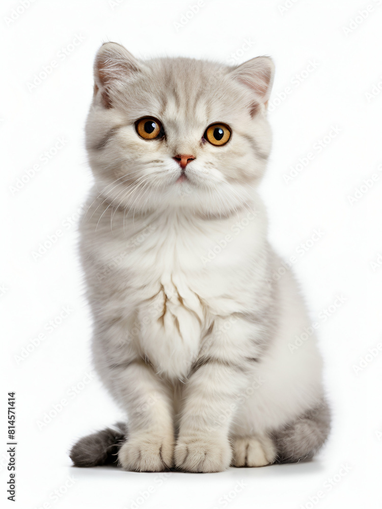 Scottish fold cat portrait on white background,Scottish fold kitten on white background Scottish fold cat portrait on white background,Scottish fold kitten on white background
