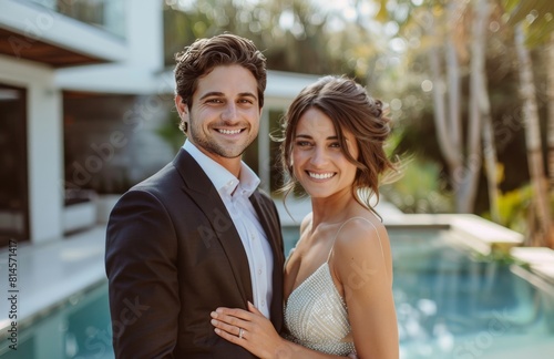 Man and Woman Standing by Pool