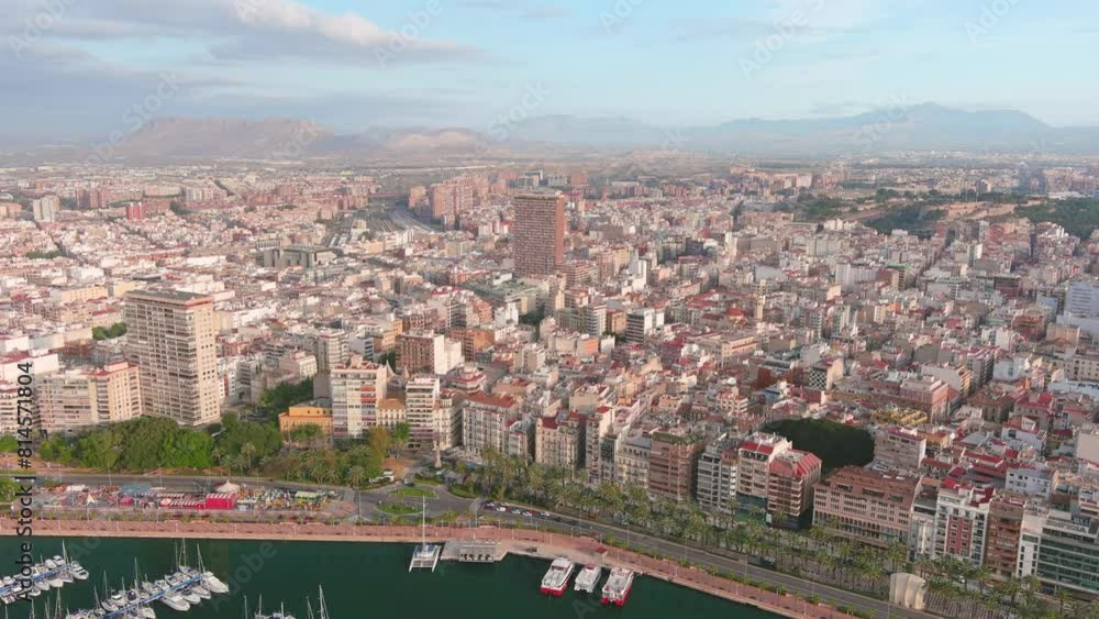 Alicante, Spain: Aerial view of famous Spanish summer tourist resort by Mediterranean Sea on Costa Blanca - landscape panorama of Europe from above Alicante, Spain: Aerial view of famous Spanish summer tourist resort by Mediterranean Sea on Costa Blanca - landscape panorama of Europe from above