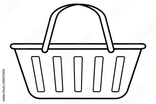 Picnic basket icon in outline style vector design