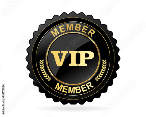VIP premium membership golden badge on white background