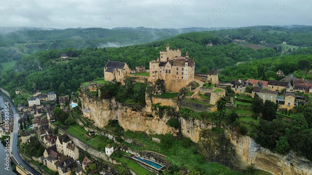 Fototapeta premium drone photo Beynac castle France Europe