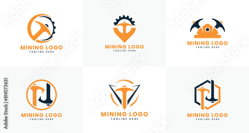 Mining industrial logo design collection modern minimal concept vector concept