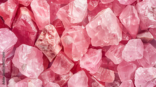 Close-up of many pink SALT quartz stones texture