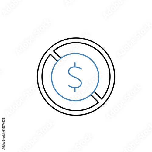 no dollar concept line icon. Simple element illustration. no dollar concept outline symbol design.