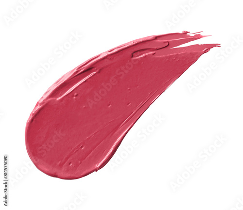 Swatch of pink lipstick isolated on white background