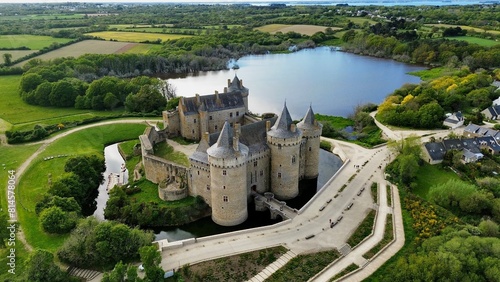 drone photo Suscinio castle France Europe