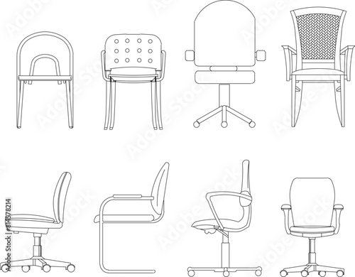vector illustration sketch design drawing of office chair furniture