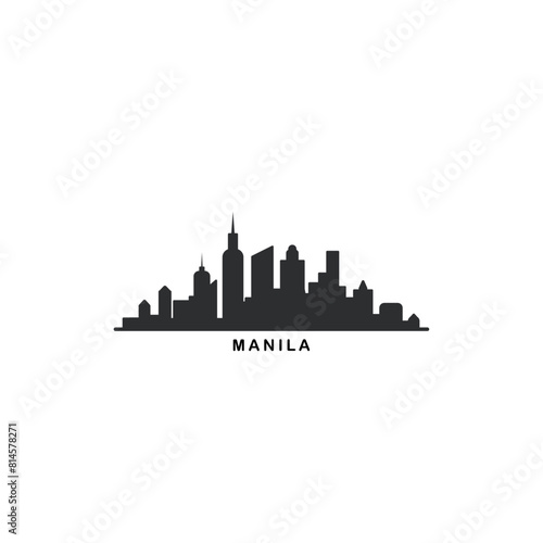 Wallpaper Mural Manila cityscape skyline city panorama vector flat modern logo icon. Philippines capital travel emblem idea with landmarks and building silhouettes. Isolated simple shape black graphic Torontodigital.ca