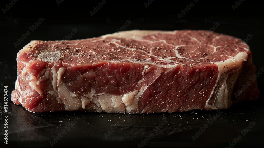 Intimate view of a medium sirloin steak, highlighting the even doneness and rich texture, perfect for advertising with studio lighting Intimate view of a medium sirloin steak, highlighting the even doneness and rich texture, perfect for advertising with studio lighting