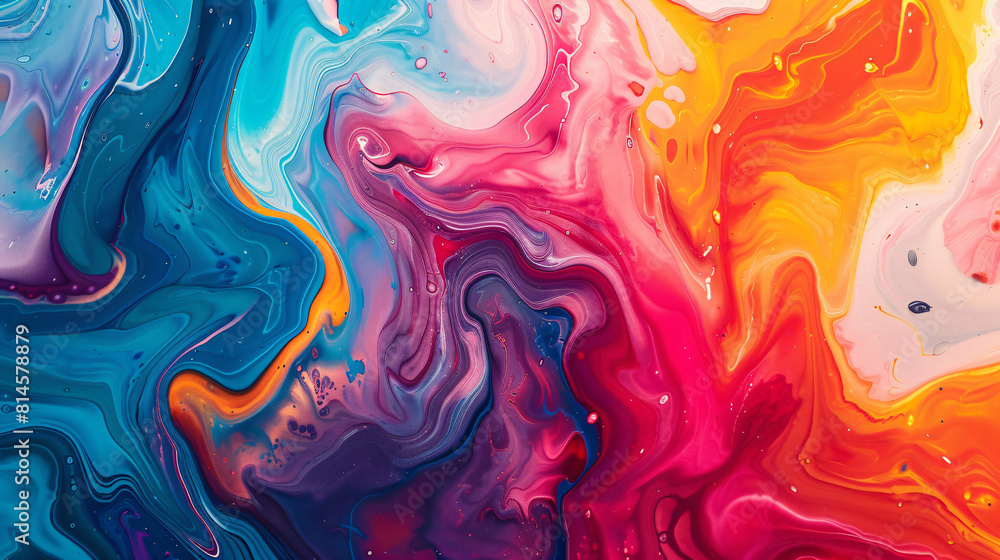 Colourful bold colours with liquid fluid marbled