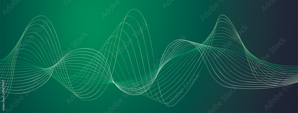ONDES GRAPHIQUES FOND VERT