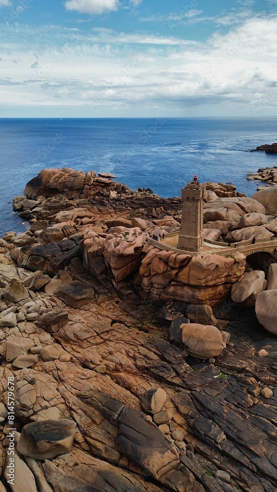 drone photo Mean Ruz lighthouse France Europe drone photo Mean Ruz lighthouse France Europe