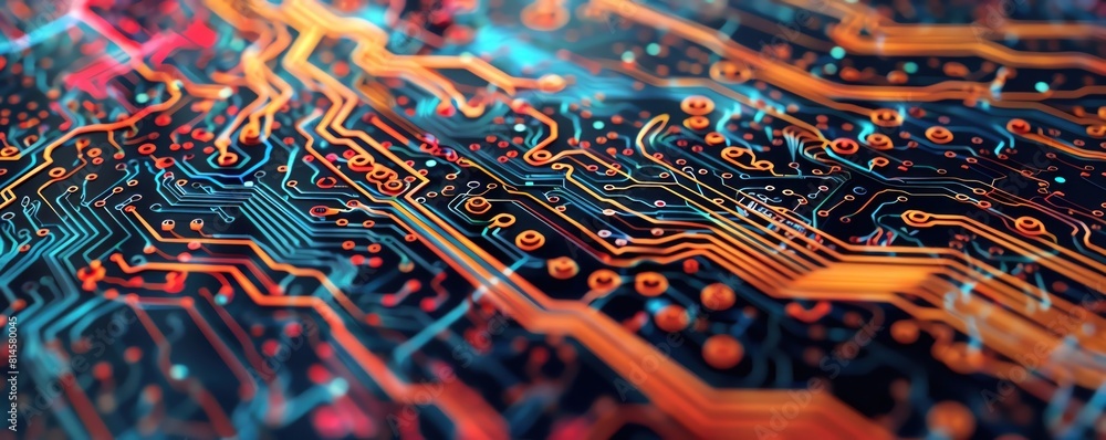 Circuitry patterns top view close up of intricate circuit board designs abstractly representing the complexity of modern tech advanced tone Circuitry patterns top view close up of intricate circuit board designs abstractly representing the complexity of modern tech advanced tone