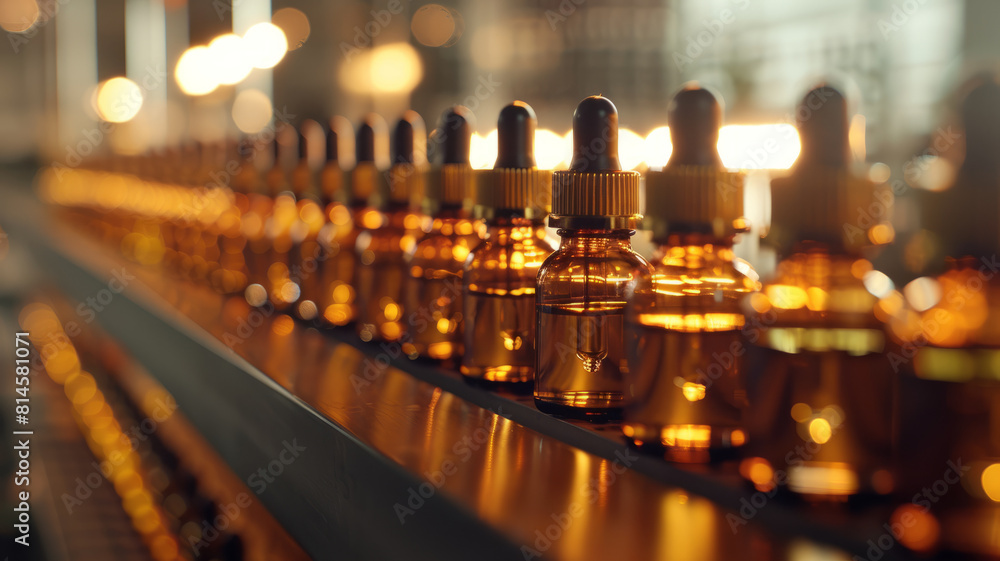 Production of amber glass vials. Production of amber glass vials.