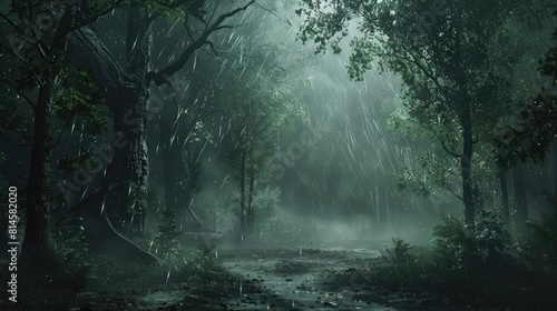 Dense Of Raining Forest Landscape Wallpaper