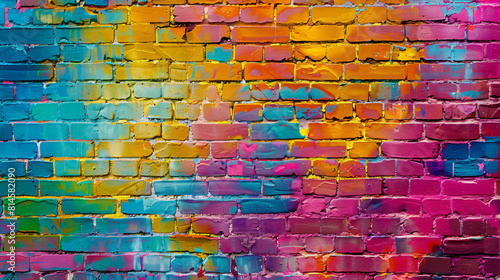 Colourful painted brick wall background