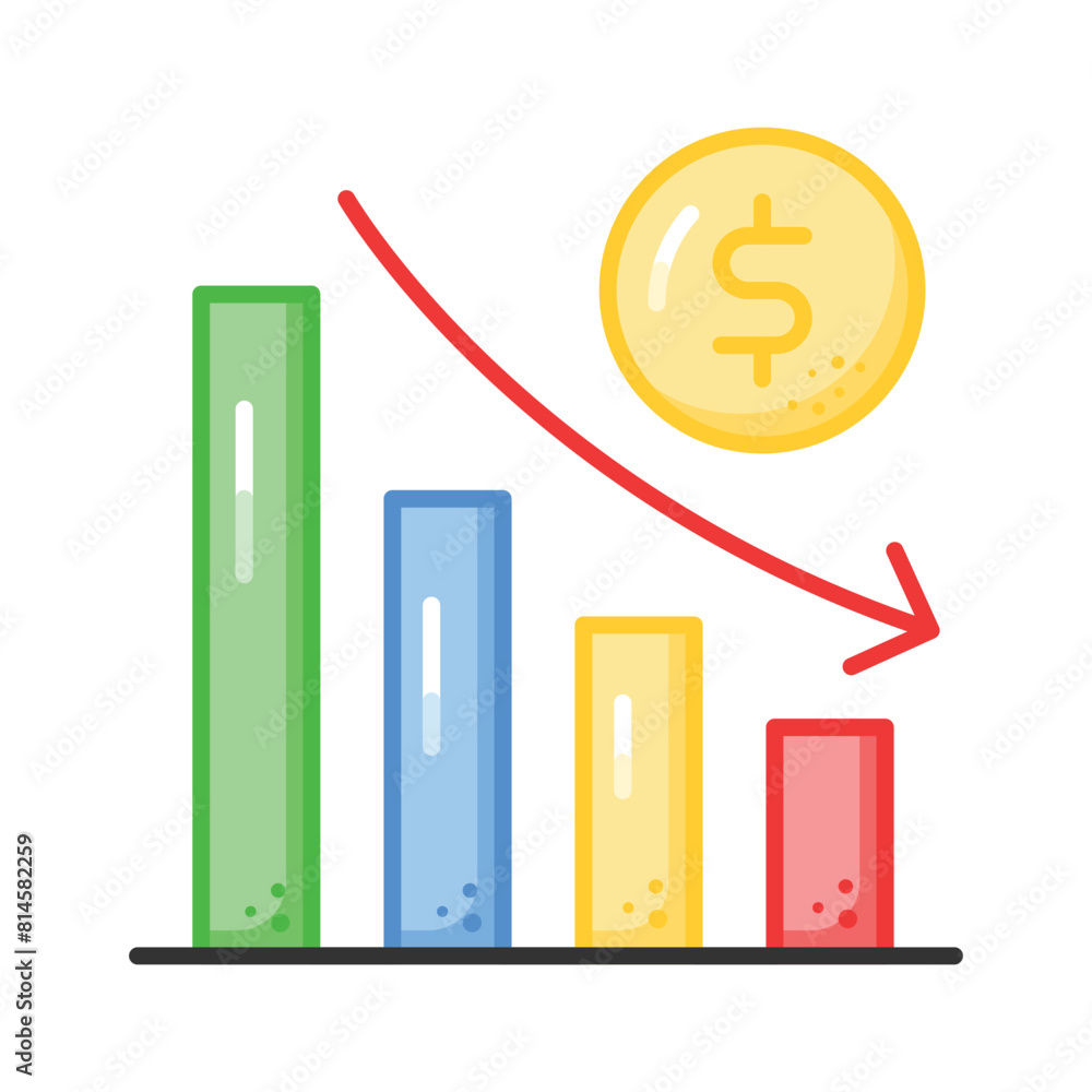 Down chart, financial loss, decrease chart vector design Down chart, financial loss, decrease chart vector design
