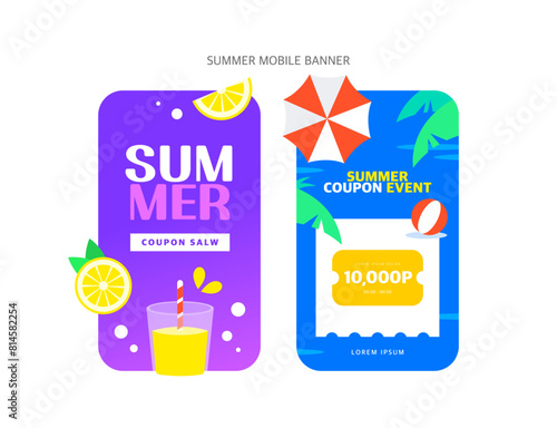 Summer Shopping Mobile Banner Illustration
