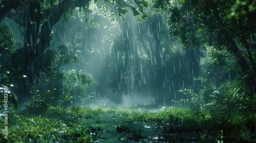 Dense Of Raining Forest Landscape Wallpaper