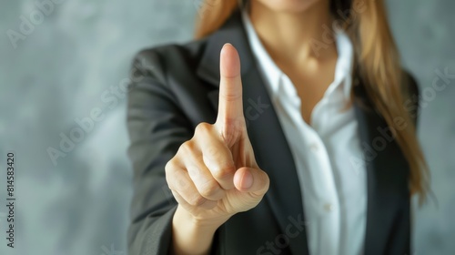 businesswoman finger point to empty space,front view 